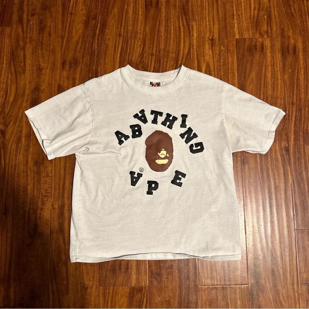 Bape White Short Sleeve Tee with Graphic Design